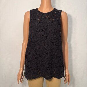 H&M Floral Lace Black Sleeveless Lined Crewneck Blouse Women’s Small